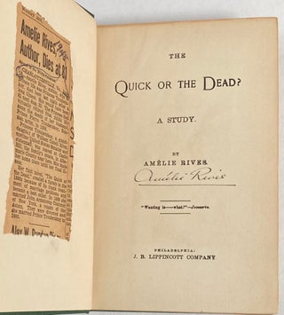 The quick or the dead? [Inscribed to Edgar G. Sisson]