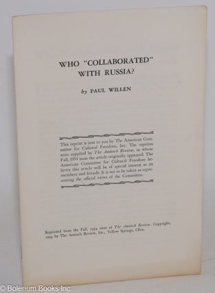 Cat.No: 265251 Who "Collaborated" with Russia? Paul Willen