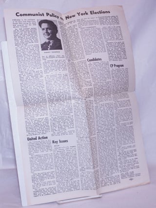 Cat.No: 266259 Communist policy on New York elections. Communist Party. New York State