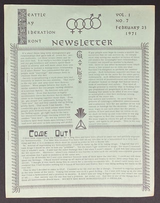 Cat.No: 266838 Seattle Gay Liberation Front Newsletter: vol. 1, #7, February 23, 1971:...