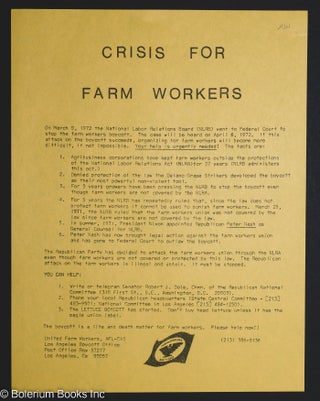 Cat.No: 267692 Crisis for farm workers [handbill