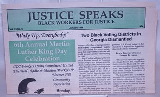 Cat.No: 267823 Justice Speaks: Vol. 13 No. 5, January 1996. Black Workers for Justice