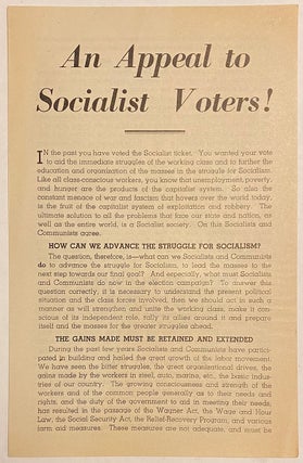 Cat.No: 267964 An appeal to socialist voters! Communist Party. New York State Committee