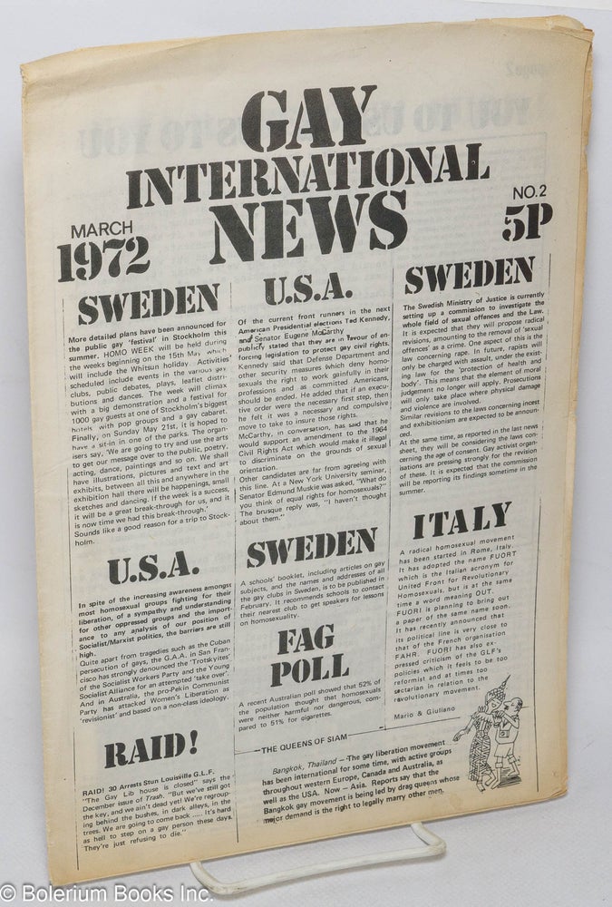 Cat.No: 268121 Gay International News: #2, March 1972