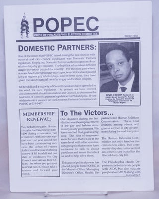 Cat.No: 268532 POPEC: Pride of Philadelphia Election Committee [newsletter] Winter 1992....