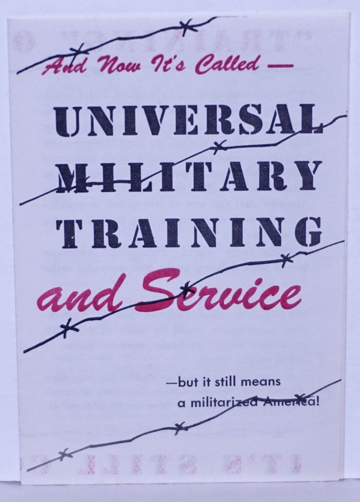 Cat.No: 268559 And Now It's Called - Universal Military Training and Service