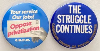 Cat.No: 268574 [Two pinback buttons from the Canadian Union of Postal Workers