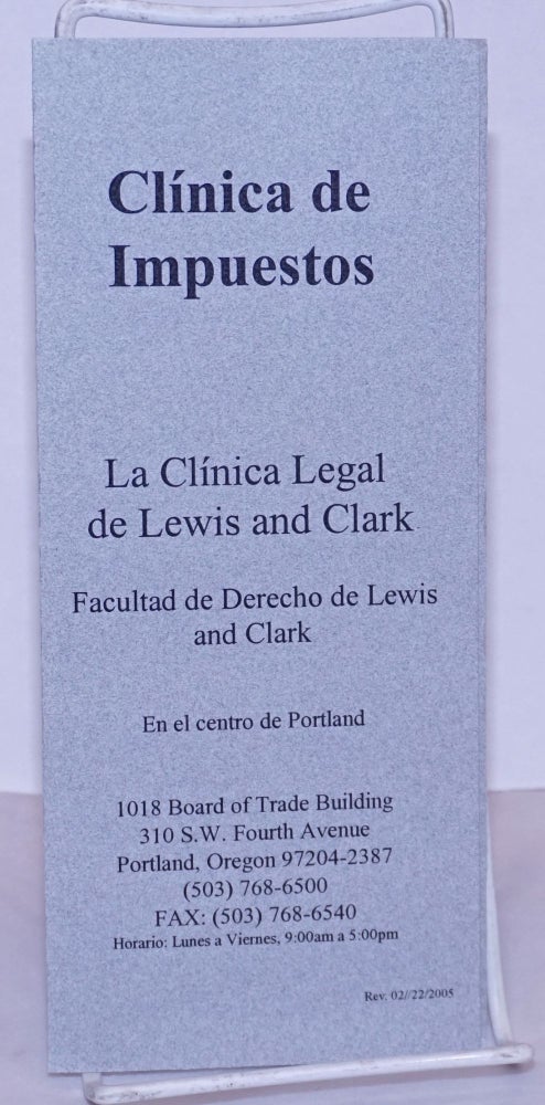 Cat.No: 268595 Clínica de Impuestos: la Clínica Legal de Lewis and Clark