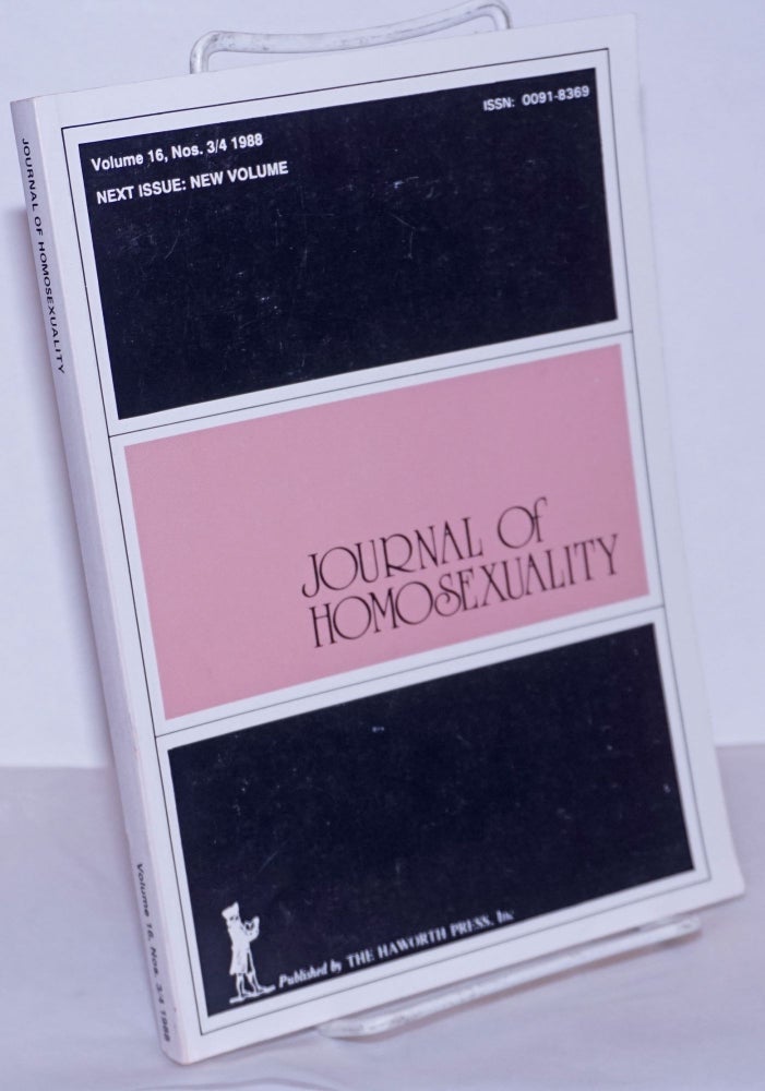 Cat.No: 268596 Journal of Homosexuality; vol. 16, #3/4, 1988: Lesbians over 60 speak for themselves. Monica Kehoe, PhD.