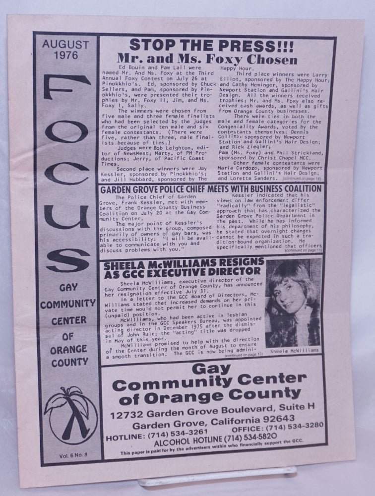 Cat.No: 268974 Focus: Gay Community Center of Orange County newspaper vol. 6
