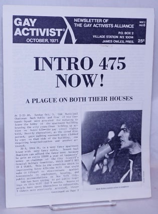 Cat.No: 269051 Gay Activist: vol. 1, #6, October 1971: Intro 475 now! Phil Katz, Vito...