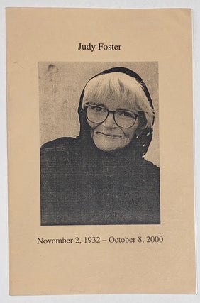 Cat.No: 269171 Judy Foster. November 2, 1932 - October 8, 2000. Judy Foster