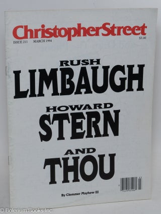 Cat.No: 269289 Christopher Street: #211, March, 1994: Rush Limbaugh, Howard Stern & Thou....