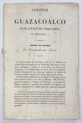Cat.No: 269495 Colonie de Guazacoalco dans l'état de Vera-Cruz, au Mexique: Projet...