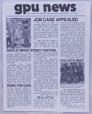 Cat.No: 269672 GPU News [vol. 2, #9] July 1973: Gays at Brady Street Festival. Sam...