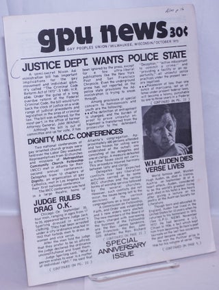 Cat.No: 269762 GPU News [vol. 3, #1] October 1973: Justice Dept. Wants Police State. W....