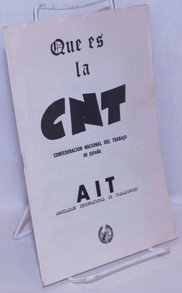 Cat.No: 269792 Que es la CNT: Confederacion Nacional del Trabajo de España