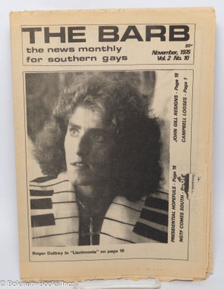 Cat.No: 270228 The Barb: the news monthly for Southern Gays; vol. 2, #10, November 1975:...
