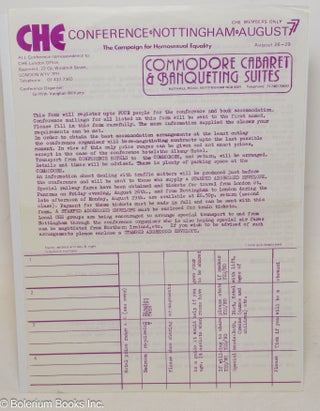 Cat.No: 270237 CHE Conference, Nottingham, August '77 [handbill] The Campaign for...