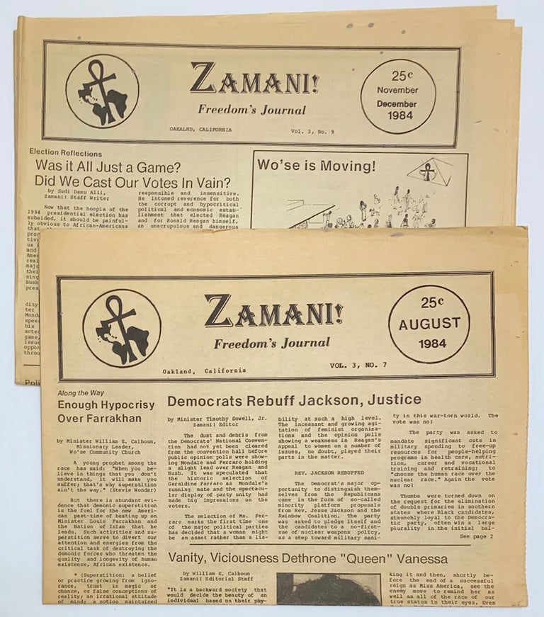Cat.No: 270266 Zamani! Freedom's Journal [two issues: Vol. 3 nos. 7 and 9]