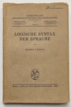 Cat.No: 270466 Logische syntax der sprache. Rudolf Carnap