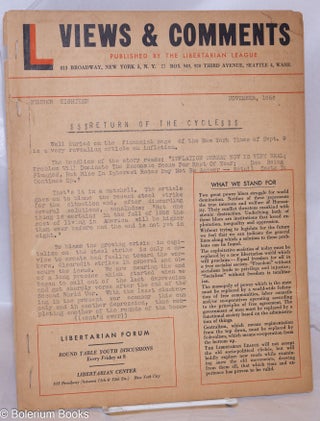 Cat.No: 270654 Views & Comments. No. 18, November 1956. Libertarian League