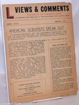 Cat.No: 270657 Views & Comments. No. 20, February 1957. Libertarian League