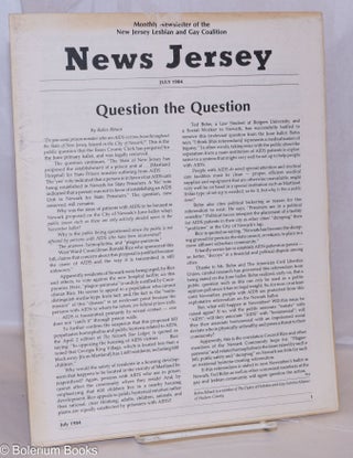 Cat.No: 270665 News Jersey: monthly newsletter of the NJ Lesbian & Gay Coalition; July,...