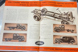 Ford presenterar nu en ny serie av lastvagnar för år 1938, däribland ett fullständigt nytt 1 1/2 tons chassi
