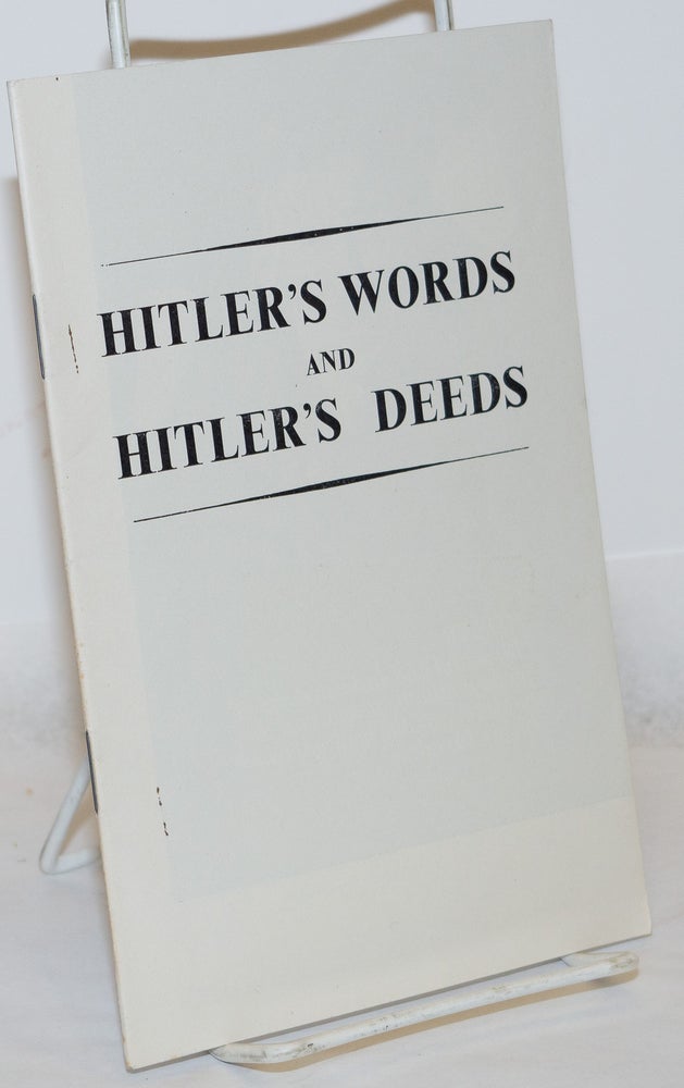 Cat.No: 271330 Hitler's Words and Hitler's Deeds
