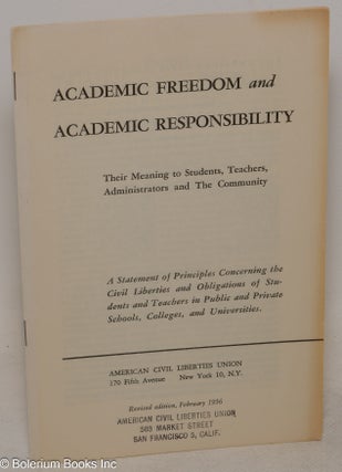 Cat.No: 271529 Academic freedom and academic responsibility: Their meaning to students,...