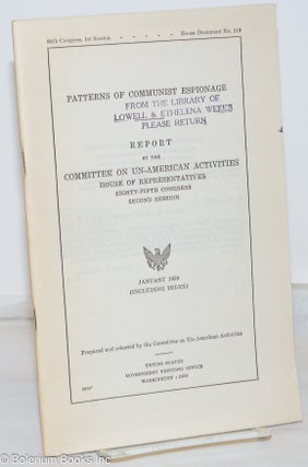 Cat.No: 271642 Patterns of Communist Espionage. Report by the Committee on Un-American...