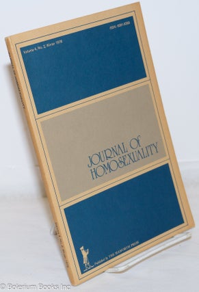 Cat.No: 271949 Journal of Homosexuality: vol. 4, #2, Winter 1978. John De Cecco, Sharon...
