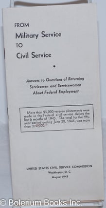 Cat.No: 272351 From Military Service to Civil Service: Answers to Questions of Returning...