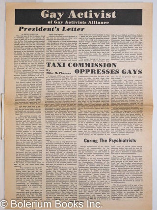 Cat.No: 272427 Gay Activist & Lesbian Activist: February 1973; Taxi Commission Oppresses...