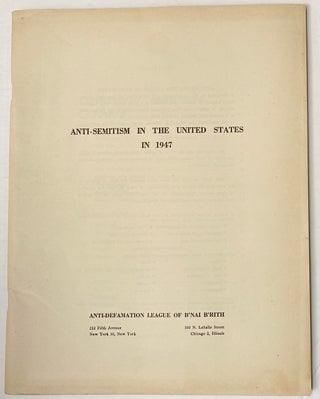 Cat.No: 272809 Anti-Semitism in the United States in 1947