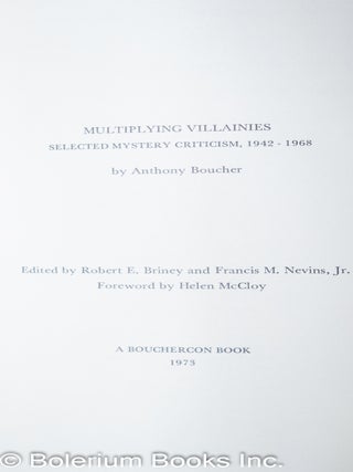 Multiplying Villainies: selected mystery criticism, 1942-1968