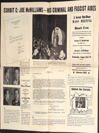 The case against Joseph E. McWilliams - Bundist - Kluxer - Rabble-rouser - Fascist. [cover title]. The indictment of Joseph E. McWilliams, pro-Nazi propagandist, friend and ally of the German-American Bund, ranking official of the Ku Klux Klan, cohort of convicted felons, hate-monger and rabble-rouser, collaborator in the Fascist conspiracy [caption title]