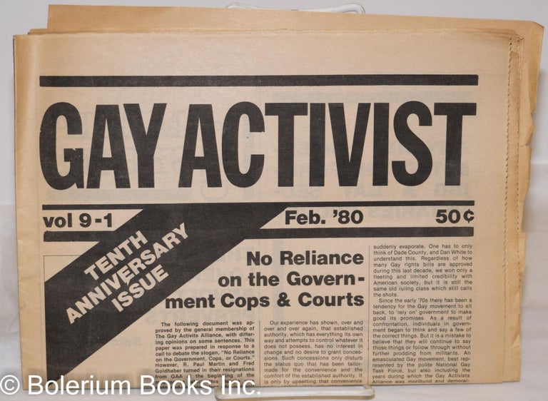 Cat.No: 273754 Gay Activist: vol. 9, #1, Feb. 1980: Tenth Anniversary issue. Gary Adler, Bruce Eves, Amerigo Marras Blair Camp, Bill Schoell, John Hammond.