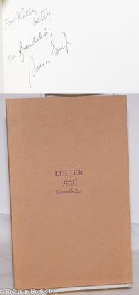 Cat.No: 274443 Letter [1973] [inscribed & signed]. Susan Griffin