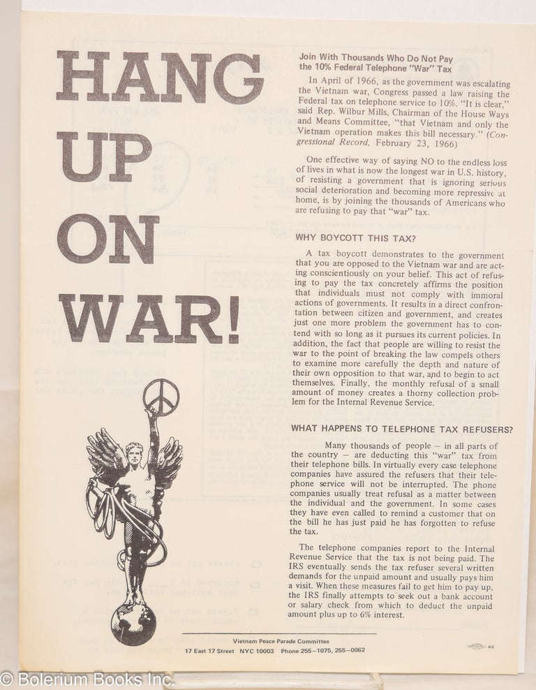 Cat.No: 274531 Hang up on war! [handbill]