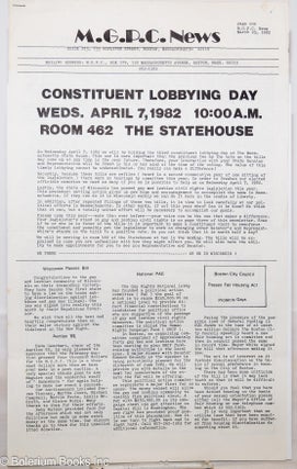 Cat.No: 275038 M.G.P.C. News: March 25, 1982: Constituent lobbying day Weds. April 7, 1982