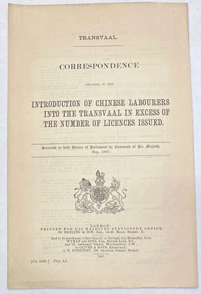 Cat.No: 275106 Correspondence relating to the introduction of Chinese labourers into the...