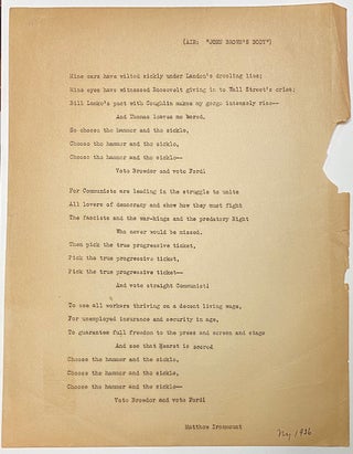Cat.No: 275491 [Handbill with lyrics to a Browder / Ford campaign song to the tune of...