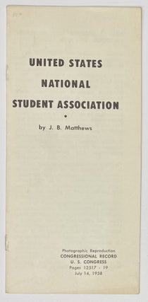 Cat.No: 276163 United States National Student Association. J. B. Matthews