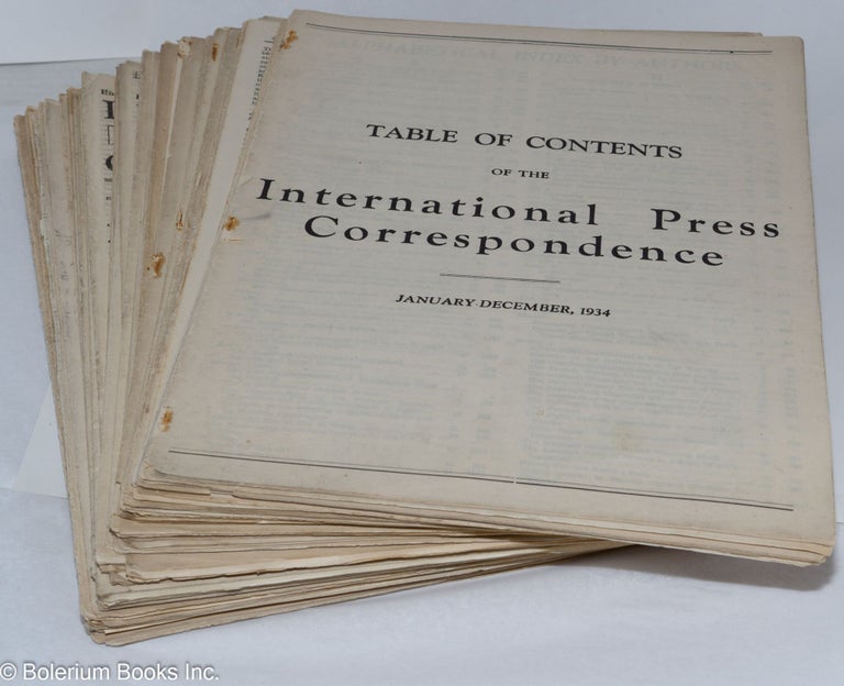 Cat.No: 276283 International Press Correspondence, Vol. 14, [forty-seven issues+ table of contents]
