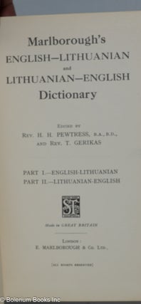 Marlborough's English-Lithuanian and Lithuanian-English Dictionary