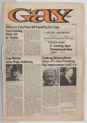 Cat.No: 277098 Gay: vol. 3, #75, May 1, 1972; Midwest City Votes Job Equality for Gays....