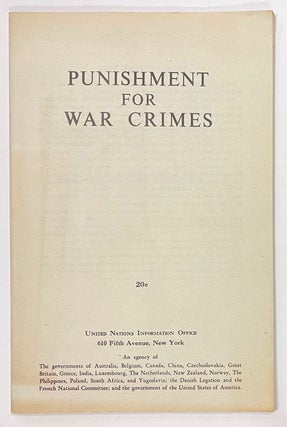 Cat.No: 277719 Punishment for War Crimes: The Inter-Allied Declaration Signed at St...