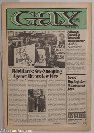 Cat.No: 278131 Gay: vol. 2, #44, February 15, 1971: Fidelifacts: sex-snooping agency...